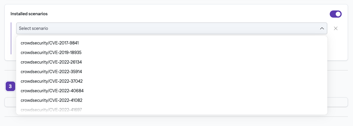 CrowdSec Notification Rule Scenario Condition Selection
